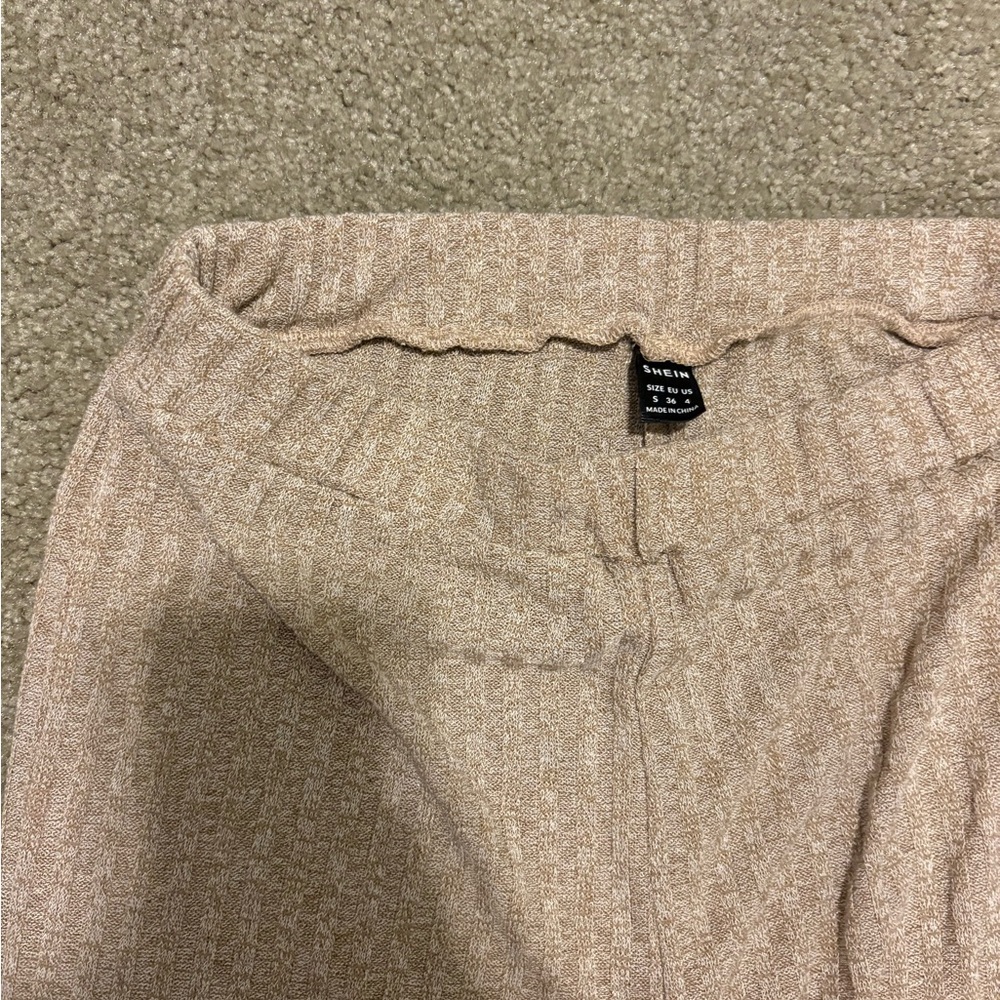 Beige Ribbed Flare Pants - Picture 3 of 4